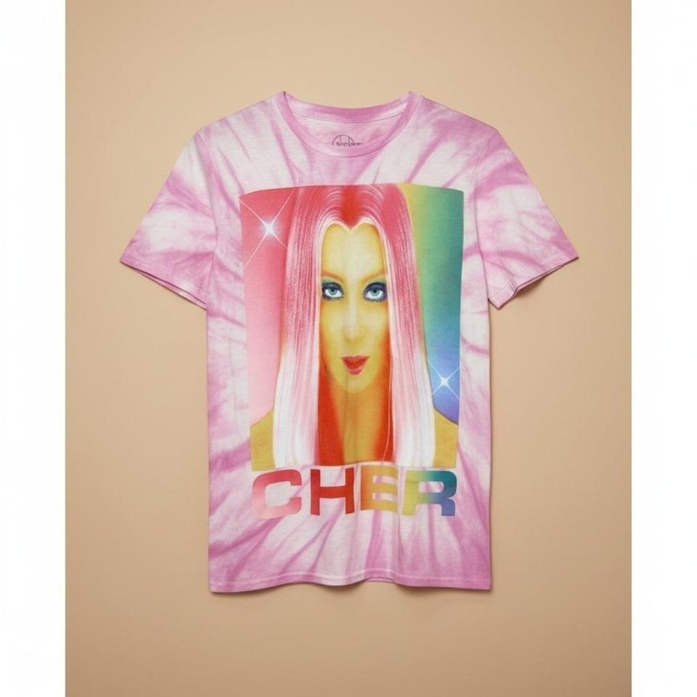 Cher Rainbow Tie-Dye Graphic Tee Size M NWOT
